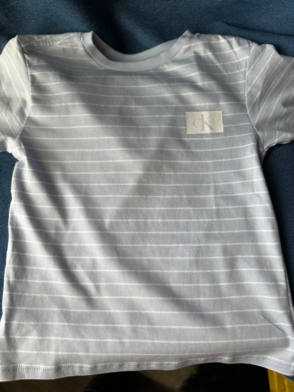 Calvin Klein Pale Blue & White Striped Kids Tee size 3T
